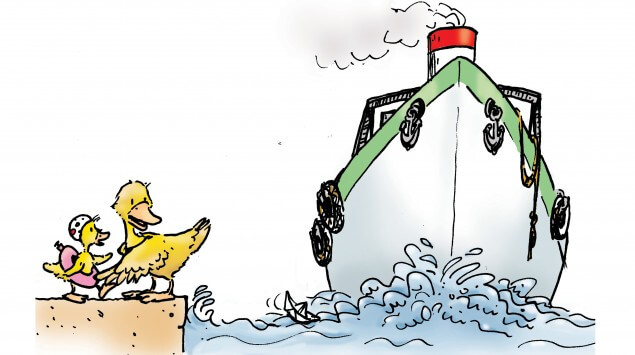 Bade nicht dort, wo Schiffe und Boote fahren.