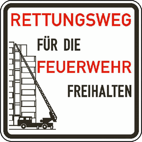 Verkehrsschild nach StVO - Nr. 2048 Rettungsweg für die Feuerwehr freihalten